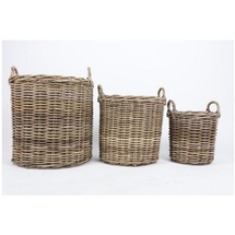 Buri 3er Set Weidenkörbe rund aus Holz Blumentopf Tragekorb 58cm