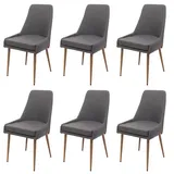 Mendler Esszimmerstuhl HWC-O27 Stoff dunkelgrau 6er Set