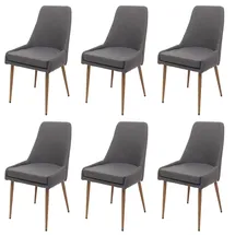 Mendler Esszimmerstuhl HWC-O27 Stoff dunkelgrau 6er Set