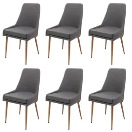 Mendler Esszimmerstuhl HWC-O27 Stoff dunkelgrau 6er Set
