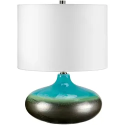 Kleine Tischlampe „Laguna“ mit 1 Licht, Türkis und Graphitglasur - LAGUNA-TL-SM