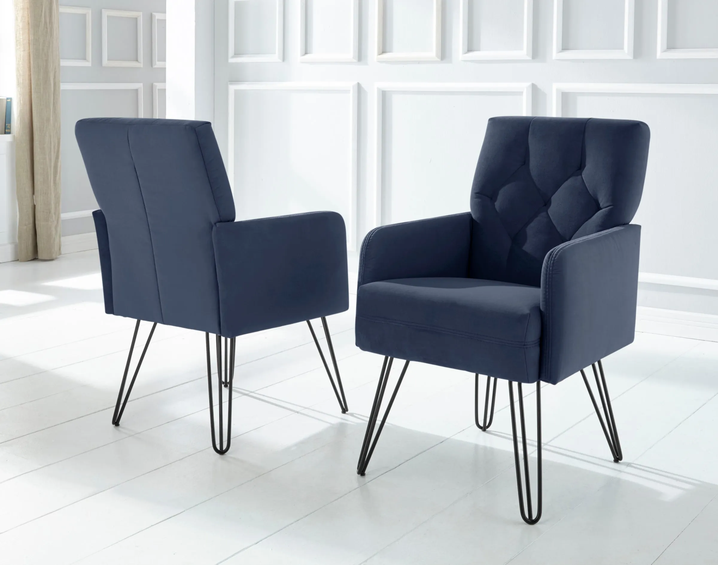 Sessel »Doppio, Loungesessel mit Designuntergestell, bequem und elegant«, aufwendige Rückenverarbeitung, Breite 61 cm, navy, Sessel, 50327030-0 Samtvelours