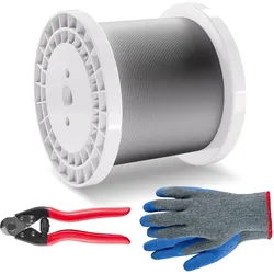 VEVOR Stahlseil Drahtseil Seil Draht Rostfrei Ф3,18mmx305m 7,1kN 7x7 Litzen