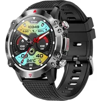 Smartwatch Herren mit Telefonfunktion Sportuhren Fitnessuhr mit Blutdruckmessung Wasserdicht Militär Uhr Schrittzähler 100+ Sportmodi Android IOS - Schwarz