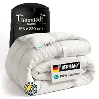 Traumwelt Natur Made in Germany Daunendecke 155x220 cm aus 90% Daunen und 10% Federn, für alle Jahreszeiten, Allergiker geeignet (nomite), Öko-Tex 100 Klasse 1 Zertifiziert, Downpass