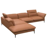 FLEXLUX Ecksofa Salino, Funktionssofa mit Ottomane, Relaxsofa, Ecksofa, Sofa mit Arm- und Kopfteil-Verstellungen, Kaltschaum & Stahl-Wellen braun