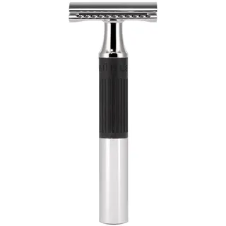 MÜHLE NEO Rasierhobel - Sicherheitsrasierer für einsteigerfreundliche Nassrasur - Metall mit Gummigrip-Griff - Schwarz