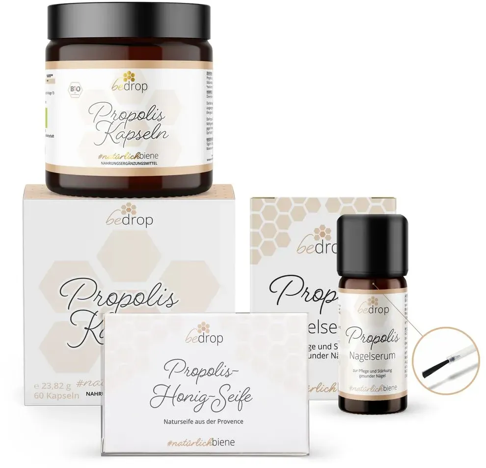 Nail Care Set | Propolis Nagelserum, Kapseln & Propolis-Honig-Seife bei Nagelpilz mehr Flüssigkeit 3 St