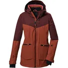 Skijacke KILLTEC "KSW 40 WMN SKI JCKT", Damen, Gr. 46, braun (rostbraun), Oberstoff 1: 93% Polyester, 7% Elasthan/ Oberstoff 2: 100% Polyester, Futter: 100% Polyester, Wattierung: 100% Polyester (recycelt), sportlich, Jacken, Wasserdicht, atmungsaktiv, verschweißte Nähte, viele Taschen