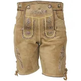 La Chasse® Lederhose Trachten-Lederhose "Wörgl" mit Stickerei und Hosenträger kurz Oefele beige 60