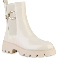 VAN HILL Damen Klassische Stiefeletten in Beige Lack