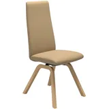 Polsterstuhl STRESSLESS "Laurel", beige (sand paloma, eiche natur), B:49cm H:105cm T:60cm, Leder PALOMA: PALOMA ist ein durchgefärbtes Semianilin-Möbelleder mit natürlicher Narbung., Stühle, Polsterstuhl, High Back, Größe M, mit schräggestellten Beinen in Eiche natur