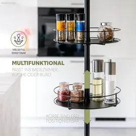 bremermann Teleskop-Badregal, Schwarz, Metall, 30x290x30 cm, Badezimmer, Badezimmerregale, Badregale