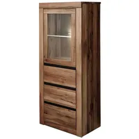 Massivmoebel24 Vitrine Wild-/Zerreiche 62x42x150 Tabacco brown geölt MONTREUX #322