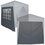 Defacto 2X Seitenteile 2m mit Seitenwand/Seitenteil und Fenster 200x186cm für Pavillon, Partyzelt, Faltpavillon Seitenwände Seitenwänden GRAU