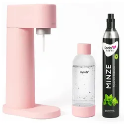 MySoda Sprudler Woody Rosa  inkl. CO2 Aromazylinder Minze & 1L Flasche