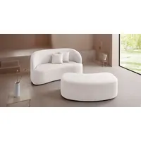2-Sitzer "Dilara", beige (creme), B:170cm H:87cm T:89cm, Struktur fein 100% Polyester), Samtoptik (100% Polyester), Bouclu00e9 (100% Polyester), LEGER HOME BY LENA GERCKE, Sofas, gerundete Rückenlehne und Front, in 3 Bezugsqualitäten
