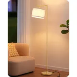 EDISHINE Stehlampe Wohnzimmer Gold, Bogenlampe mit Verstellem Leinen Lampenschirm, Leselampe mit E27 LED Leuchtmittel und Fußschalter, 160cm Standleuchte für Schlafzimmer, Kinderzimmer, Büro