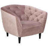 AC Design Furniture Ambia Home Chesterfield-Sessel, Rosa Holz, Textil, Kautschukholz,Kautschukholz, massiv, 97x79x84 cm