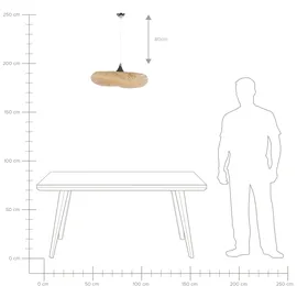 Beliani Boyne 3-flg. 80 cm Holz/Hellbraun