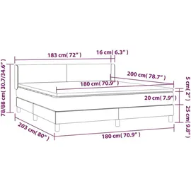 vidaXL Boxspringbett 180 x 200 cm Weiß