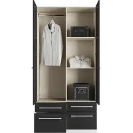 Priess Wäscheschrank Barcelona 94 x 193 x 54 cm Schwarz/Weiß