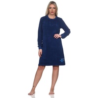 Normann Nachthemd Normann Damen Frottee Nachthemd langarm mit Bündchen in Sterne Optik blau 36-38