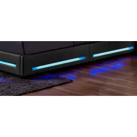 Home Deluxe - LED Bett Asteroid - Dunkelgrau, 180 x 200 cm - inkl. Matratze und Lattenrost I Polsterbett Bett inkl. Beleuchtung