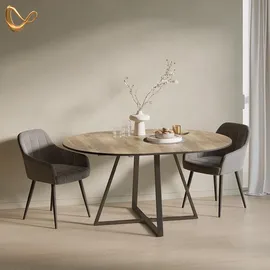 livinity® Firenze Ø 120 cm Eiche rustikal/schwarz