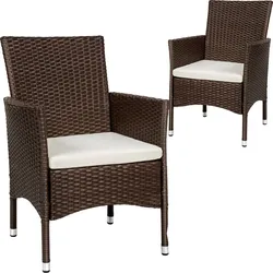 tectake® 2er Set Rattanstuhl, widerstandsfähig, 2 Bezugssets, 59 x 57 x 85 cm