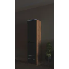 Priess Wäscheschrank Barcelona 48 x 193 x 36 cm Braun/Schwarz