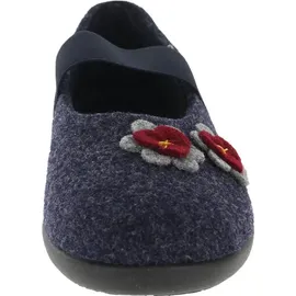 ROHDE Damen Hausschuh Filz Ballerina Blütenapplikation Ballerup 2228, Größe:40 EU, Farbe:Blau