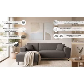 Home Affaire Ecksofa HOME AFFAIRE "ARROS L-Form mit Wellenunterfederung, Maße B/T/H: 235/163/81 cm", grau (anthrazit), B:235cm H:81cm T:163cm, 100% Polyester, Sofas, Ecksofa, incl. Zierkissen, mit Recamiere rechts/links bestellbar, auch in Cord