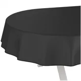 ANRO Tischdecke Wachstuchtischdecke abwaschbar UNI auch als Gartentischdecke (Einzelstück 1-tlg), wasserabweisend pflegeleicht Textil-Optik Schwarz Oval 180x140cm schwarz Oval | 140 cm x 180 cm