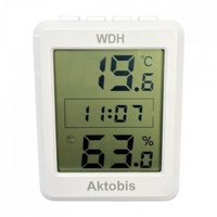 WDH Hygrometer Thermo-Hygrometer mit Uhr WDH-TH205, (Stück, 1-St., 1x Thermo-Hygrometer mit Uhr WDH-TH205), Nachtlichtfunktion/Beleuchtetes Anzeigefeld; Anzeige von Uhrzeit weiß