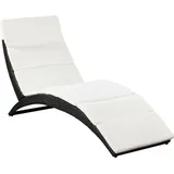 vidaXL Sonnenliege 162 x 64 x 86 cm schwarz/cremeweiß inkl. Auflage klappbar