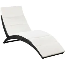 vidaXL Sonnenliege 162 x 64 x 86 cm schwarz/cremeweiß inkl. Auflage klappbar