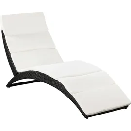 vidaXL Sonnenliege 162 x 64 x 86 cm schwarz/cremeweiß inkl. Auflage klappbar