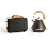 CREATE/PACK TOAST RETRO + KETTLE RETRO M/Toaster Schwarz mit Wasserkocher Schwarz/Wasserkocher 1L