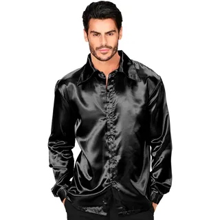 W WIDMANN MILANO Party Fashion - Discohemd 70er Jahre, Langarmhemd, Satinhemd, Fasching
