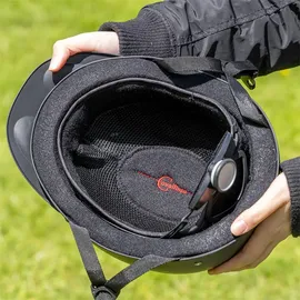 Covalliero Reithelm Nerron VG1, schwarz, Umfang 51-54 cm, aerodynamisch, Helmschild, Belüftung, Insektenschutz, Disc-System