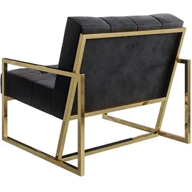 s-style möbel Loungesessel 84 x 81 x 89 cm Schwarz/Gold mit Metallfüßen