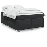 vidaXL Boxspringbett mit Matratze Schwarz 140x200 cm Kunstleder