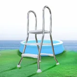 85cm Stabile Doppelseitige Oberirdische Poolleiter Edelstahl, Oberirdische Pool Leiter, Oberirdische Pooltreppe für Aufstellpool, Poolleiter 85 cm Poolhöhe 250 kg Tragkraft,85cm