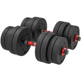 2 In 1 Hanteln Set 30 Kg Verstellbare Kurzhantel & Langhantel Professionell Dumbbell Krafttraining Schwarz