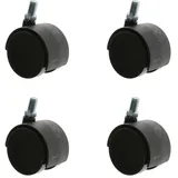 4er Set Hartbodenrollen ø50mm Kunststoff schwarz Möbelrollen mit Gewindestift