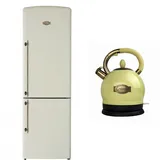 Kaiser Küchengeräte Kühl-/Gefrierkombination Kühlschrank 60 cm breit,330 L, NoFrost, 199 cm, Touchsteuerung+Exklusiver Retro Wasserkocher Kontroll LED 2L 1800 W KK 60825 ElfEm, 60 cm breit beige