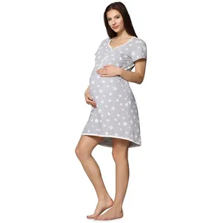Be Mammy Umstandsnachthemd Damen Umstands Nachthemd mit Stillfunktion BE20-175 (1-tlg) grau XXL