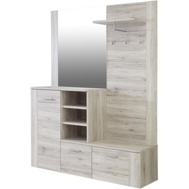 Forte Big Bang Garderobe mit Sitzauflage, Holzwerkstoff, Sandeiche, 155.19 x 41.6 x 200 cm