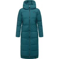 Ragwear Damen Wintermantel warmer wasserdichter und atmungsaktiver Steppmantel extralang mit Kapuze Patrise YOUMODO Pine Green25 Gr. S - S